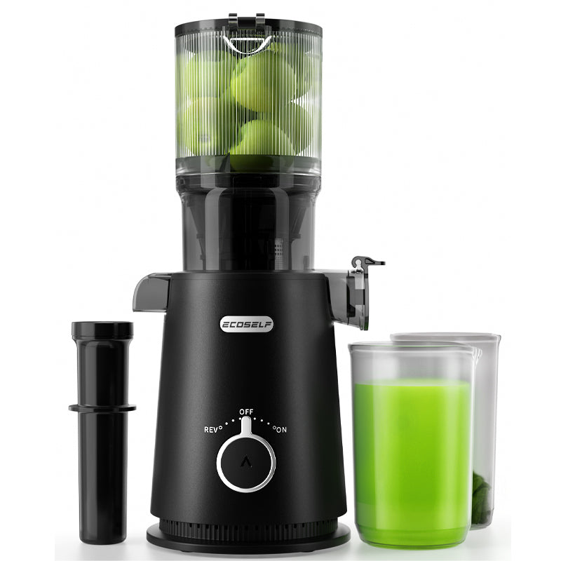 Ecoself Juicer Machines, Cold Press Juicer, Whole Juicer with 4.35" Wide Mouth, Whole Fruit juicer, Juice Extractor for Vegetable and Fruit, High Juice Yield, Easy to Clean with Brush