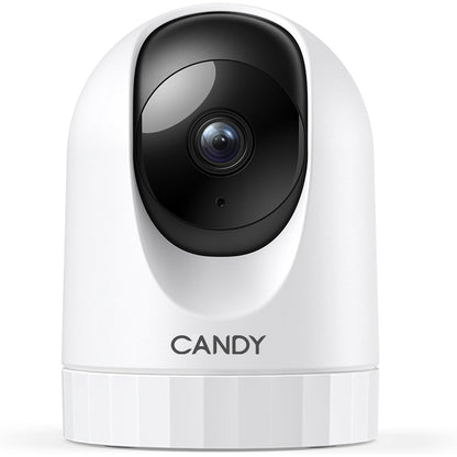 CANDY Security Camera Indoor-2K 360° WiFi Cameras for Home Security，Pet/Dog/Baby Camera with Phone app, 2-Way Audio, Night Vision, 24/7 SD Card Storage, Works with Alexa & Google Home (2.4Ghz)-D1