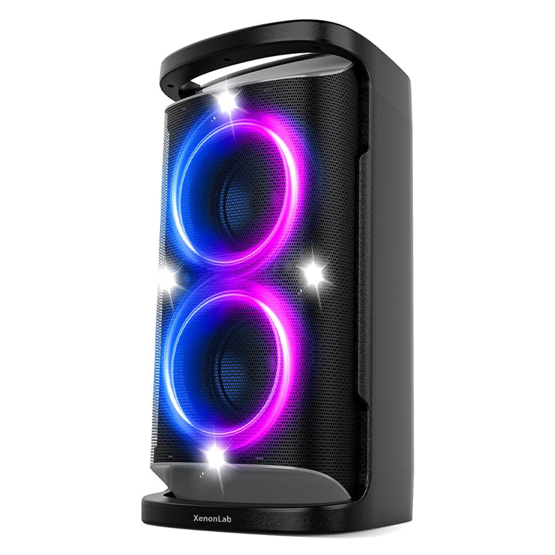 XenonLab Portable Bluetooth Party Speaker: 160W Peak Powerful Loud Sound Deep Bass Wireless Boombox Large Subwoofer 15 Hours Battery Life Fast Charging with Led Light Show for Outdoor Camping Backyard