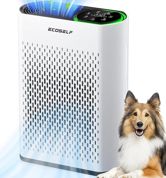 Ecoself Powerful Air Purifiers for Home Large Room Up to 1400 Ft² with Air Quality Monitor 20dB Sleep Mode