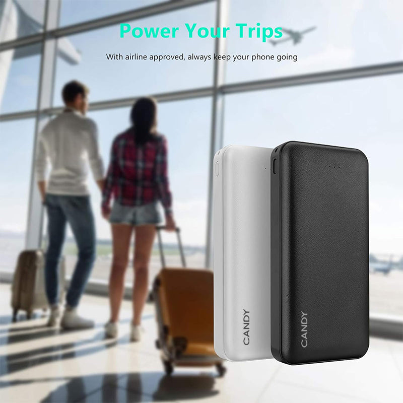 CANDY Portable Charger, 2-Pack 20000mAh Battery Pack Two 5V/2A USB Output Ports and USB C Fast Input Travel Fast Charging Power Bank Compatible with iPhone 15/14/13/12/X Samsung Google iPad etc