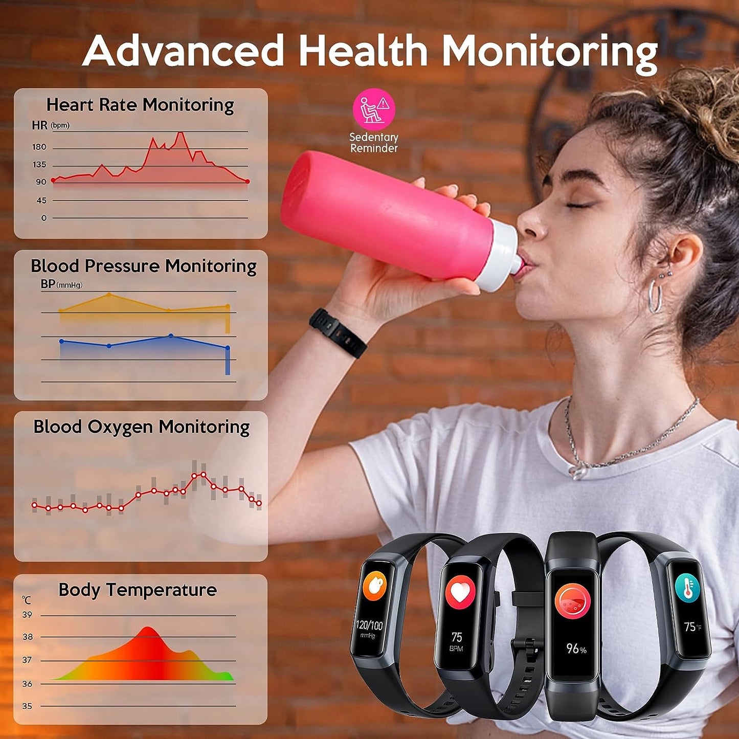 ECOSELF Smart Watch with Blood Pressure Heart Rate