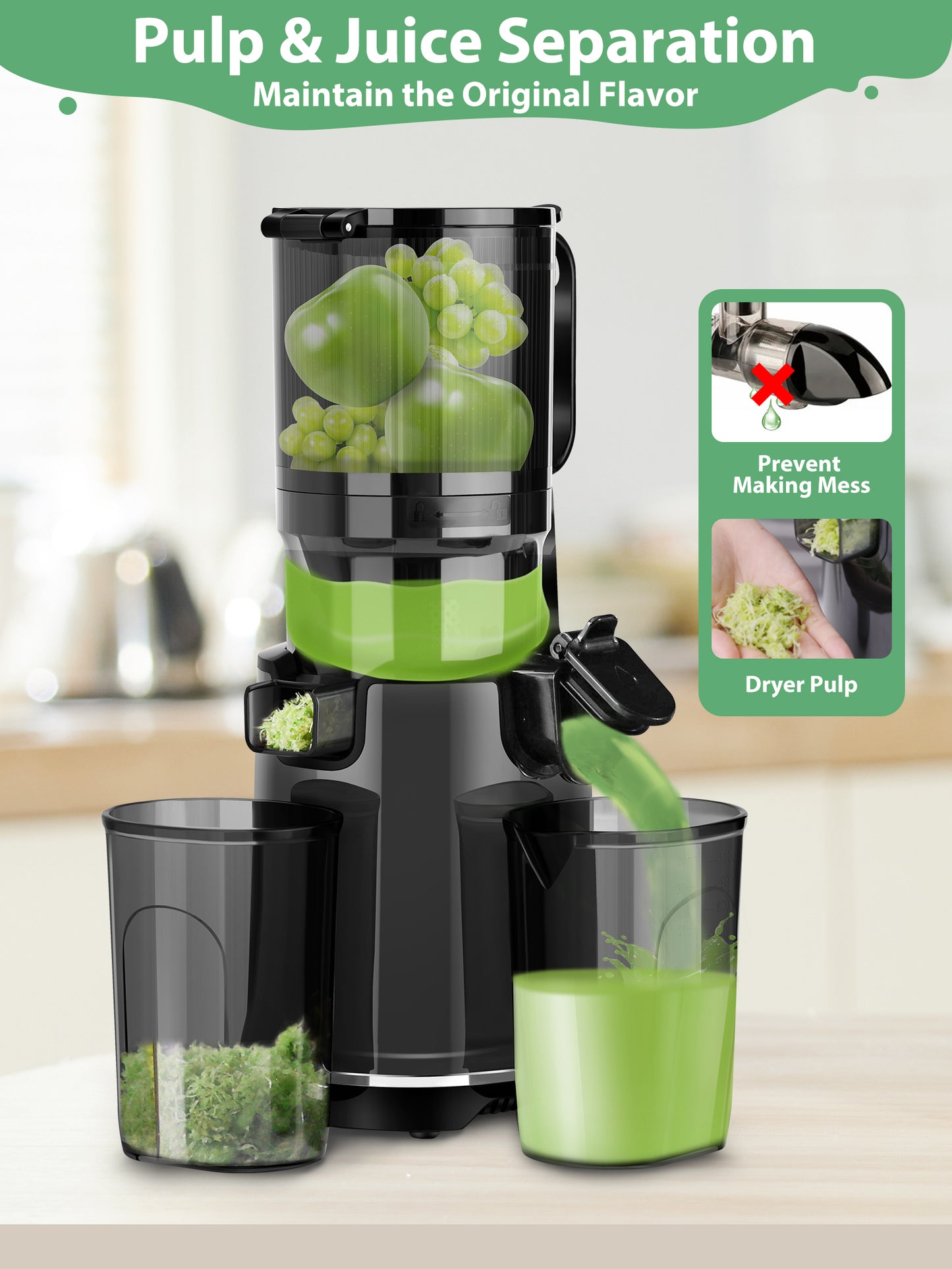 TechVibe Masticating Juicer-Black